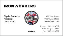 Ironworkers Business Card Template #1