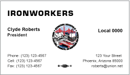 Ironworkers Business Card Template #3