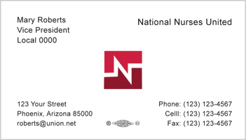 National Nurse United business card template 2