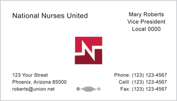 National Nurse United business card template 3