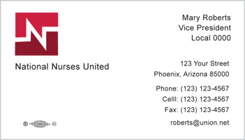 National Nurse United business card template 4