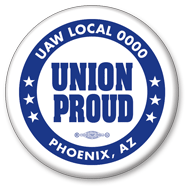 Union-printed Buttons, Hard Hat Stickers and Bumper Stickers